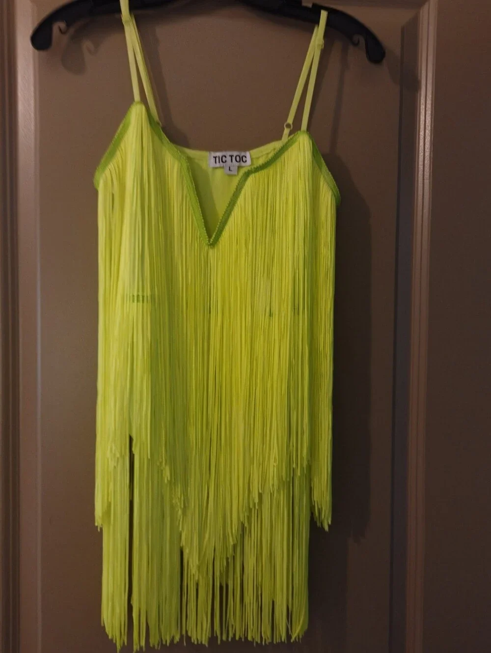 Vibrant Lime Green Carnival Fringe Dress